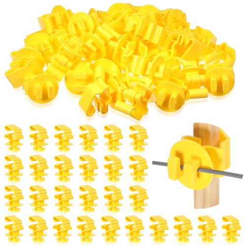 Geiserailie 200 Pcs T Post Insulators Shorter Wire Standard Snug Fitting T Post Clips Holding Insulators for Agricultural and Ranchers Yellow