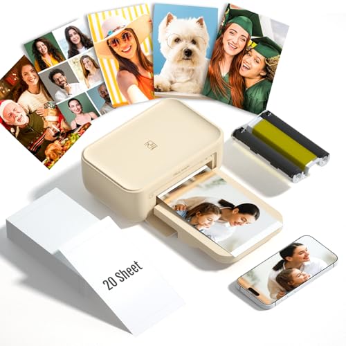 HPRT CP4100 Photo Printer - Plus 4x6 Bluetooth Instant Picture Printer with 20 Sheets & Ribbon -...