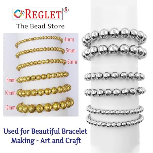 Image of 1800 Pcs Golden & 1800 Pcs Silver Pearl Beads for Bracelet Making Kit - Plastic Beads for Jewellery Making Kit - Pearls for Craft - Sizes 4, 5, 6, 8, 10, 12MM - 360g