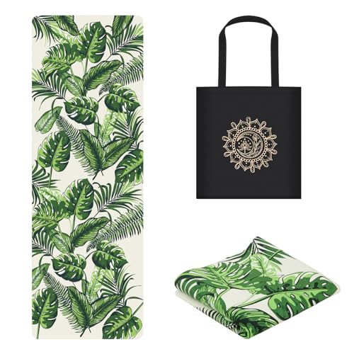 JOOEER Travel Yoga Mat, Non-slip Foldable Travel Fitness Mat With Carry Bag for Yoga, Exercise, Pilates, 1.5mm Thick Lightweight Exercise Yoga Mat for Women, Green