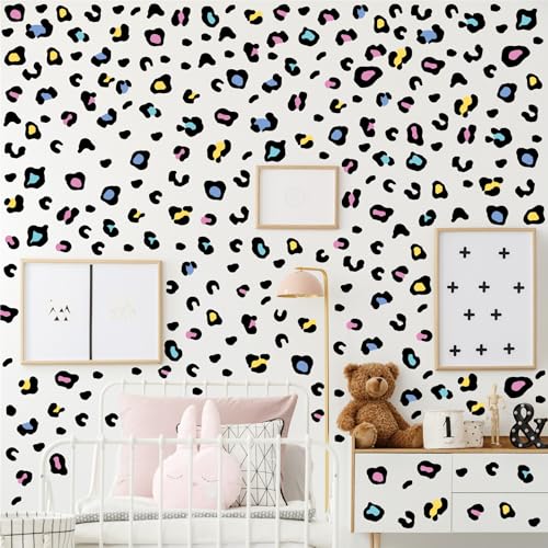 10 Sheets Color Leopard Print Wall Decals Peel and Stick Mod