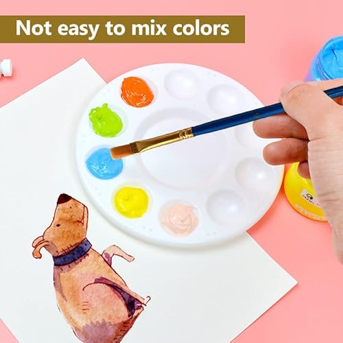 Paint Brushes Palette Set, 10Pcs Nylon Hair Brushes And 1Pcs Plastic Paint Palette, Combination Suitable For Oil, Acrylic And Watercolor #TOP1