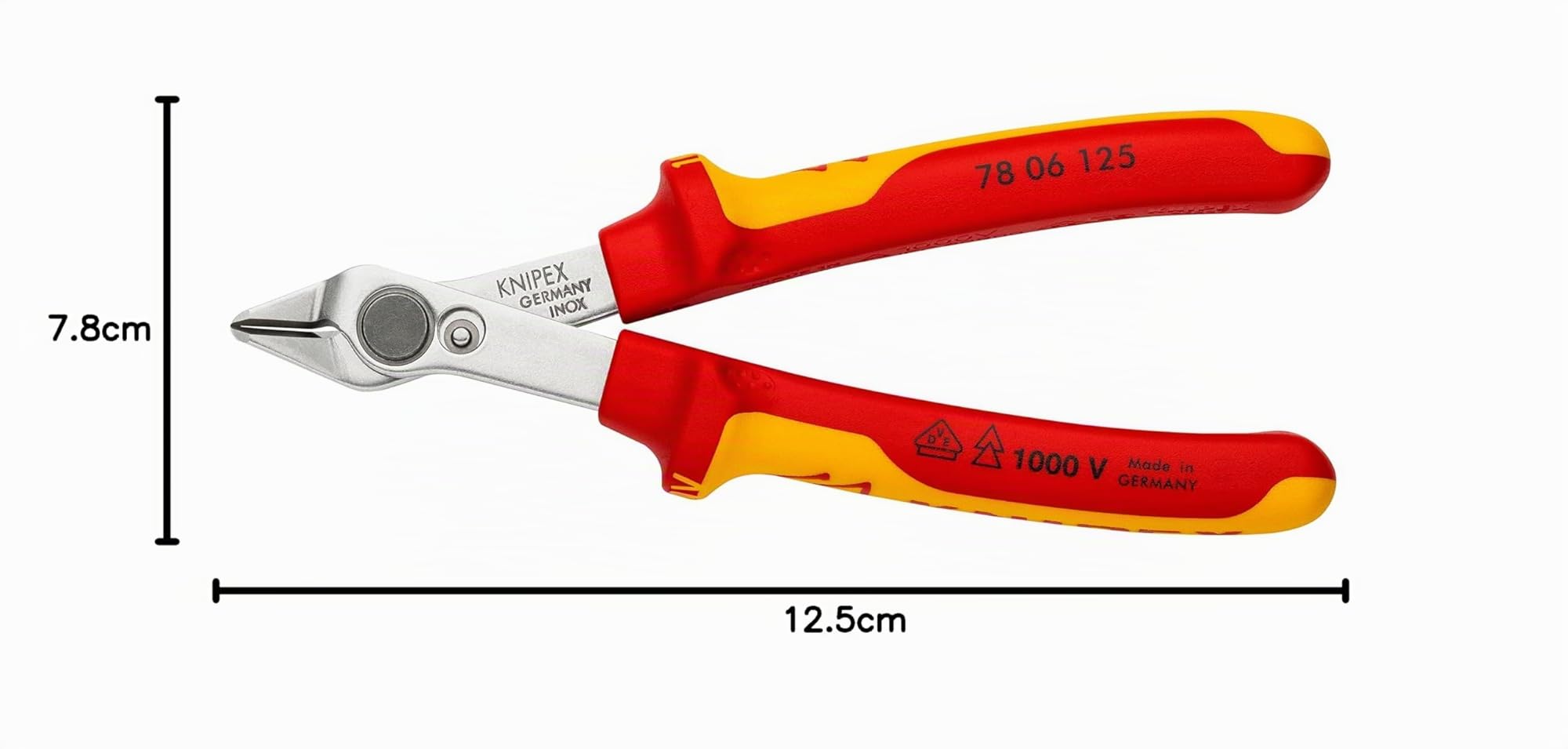 KNIPEX Electronic Super Knips VDE aislados con fundas multicomponentes, según norma VDE 125 mm, 78 06 125