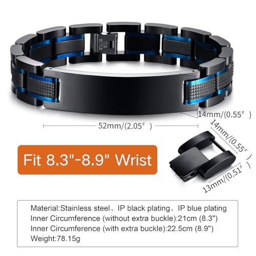 Gamtic Customized Watch Band Bracelet for Men - Personalized Stainless Steel Chunky Bracelets Wristband, with Jewelry Gift Box2