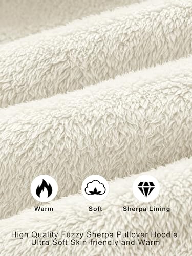Comdecevis Mens Fuzzy Sherpa Pullover Hoodies 1/4 Zip Up Fluffy Hooded Sweatshirts with Pockets3