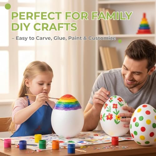 2 Pcs Jumbo White Foam Eggs for Crafts, Atarvana 7.9 Large Polystyrene Easter Eggs, Smooth DIY Painting Eggs for Floral Arrangements, Holiday Decor, Centerpieces & Art Projects — view 5
