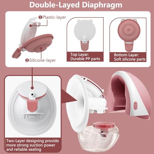 Image of Double-Layed Diaphragm Replacement Accessories Only Compatible with Mom Cozy Upgraded Mobile Flow M9, Upgraded M9 Diaphragm Breastfeeding Parts, Not Original Parts, 2Pack Red