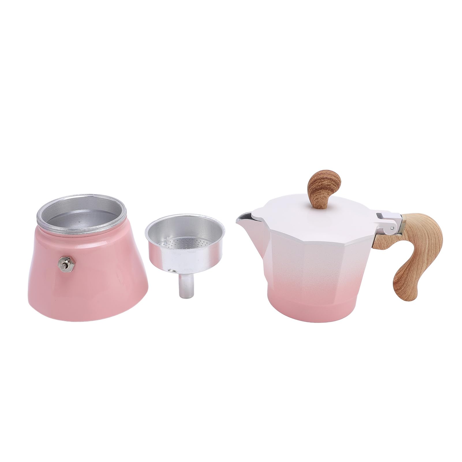 Haofy Kaffeemaschine -Maschine Moka Pot Aluminium Material Kompakt 150 Ml Kapazität für Traditionelle Kaffee mit Robustem, Leichtem Design (Farbverlauf rosa)