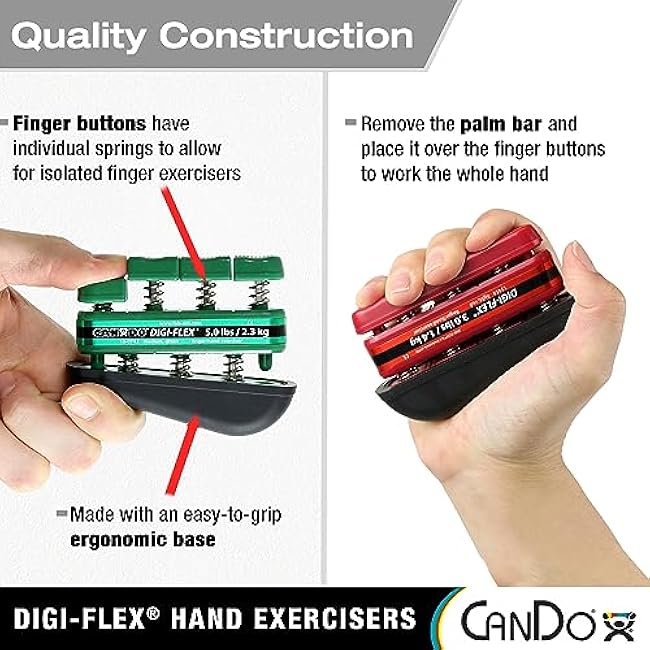 CanDo 10-0741 Digi-Flex Hand Exerciser, Finger 3.0 lb/Hand 10.0 lb, Red-Light