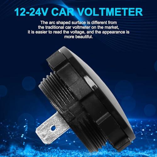 Image of 2PCS DC 12V 24V Car Voltmeter DC 5-48V LED Digital Display Voltmeter 12V Waterproof Voltage Gauge Meter Tester Round Panel with Terminals for Boat Marine Vehicle Motorcycle Truck ATV UTV (Blue Light)