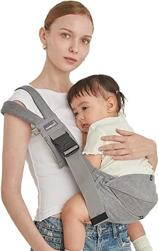 GOOSEKET 365 Baby Carrier2WAY Second Baby Carrier Hip Seat Sling Waist Support Up to 20kg Easy Compact Non-slip Unisex Baby with Storage Pouch GOOSEKET Gray
