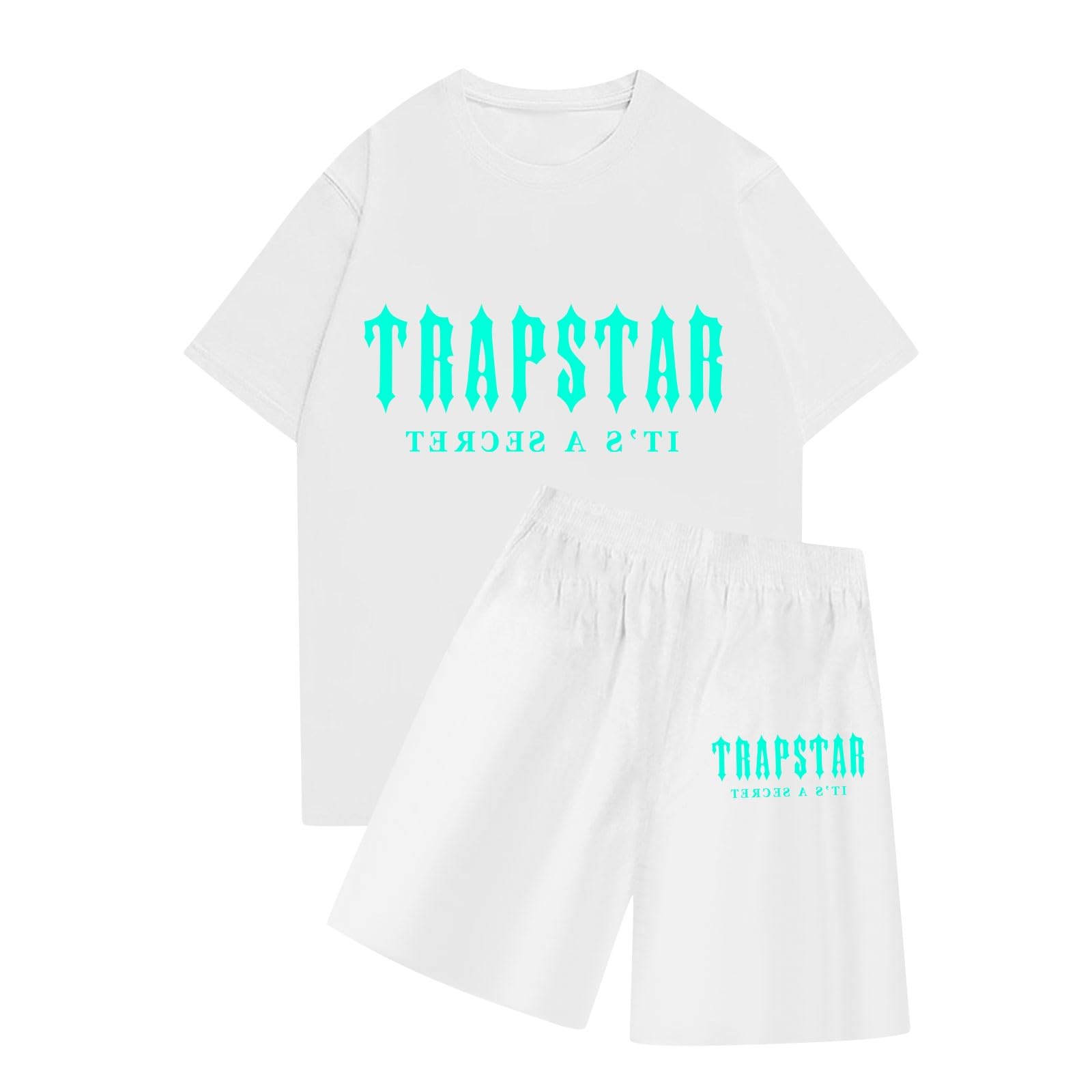 BTBDYDH Conjunto Verano Hombre,CháNdal Trapstar para Hombre Camiseta Corta De Verano con Pantalones Cortos con Logo Conjunto Estampado Trapstar CháNdal Verano Mujer Camiseta Informal