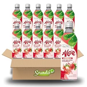 Y-go Y-go Aloe Vera Drink Strawberry 500ml – Refreshing Aloe Vera Juice with Real Aloe Pieces | Fruity Hydrating Beverage | Healthy Drink | (Pack of 12)