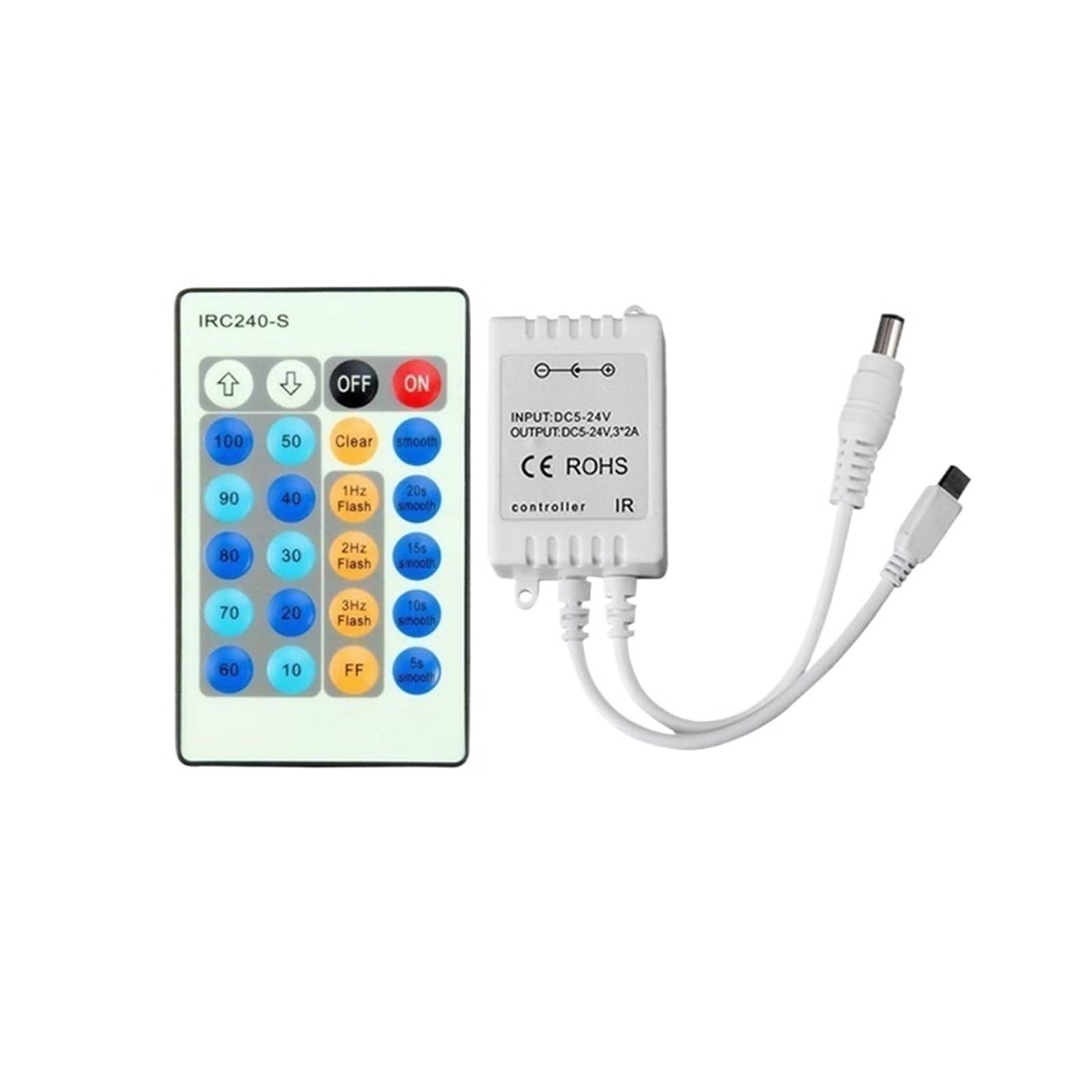 Controlador LED monocromático IR con atenuador y modo estroboscópico para tira 5050