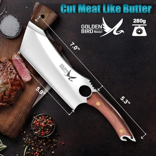 Golden Bird Hackmesser Japanisch Full Tang Kochmesser Profi Messer Geschmiedet im Feuer scharfe...