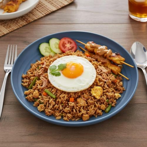 Image of Wheat Straw Dinner Plate Set, Eco-Friendly Dinner Set Round Serving Plate, Dishwasher & Microwave Safe - Perfect for Dinner Dishes Deep Plates Easy to Clean (Dark Blue -4PCS, 23 CM)