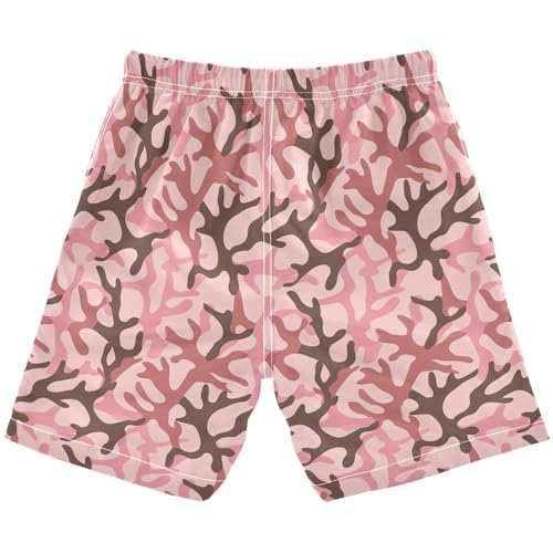 JUNZAN Coral Pink Camo Boys Swim Trunks Toddler Swimming Trunks for Boy Beach Swim Shorts2
