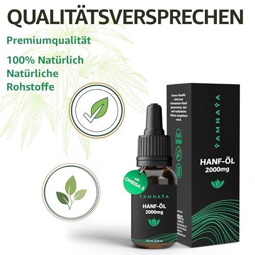 YamnaYa – Premium Hanföl 20% | Kaltgepresst & Vegan | Naturrein & Ohne Zusätze | Laborgeprüft | Hergestellt in der EU
