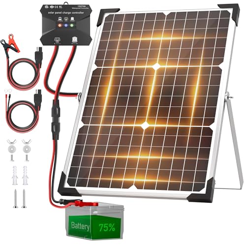 Voltset 30W Solar Battery Charger - 12V Solar Panel Kit with 10A Smart Charge Controller - IP...