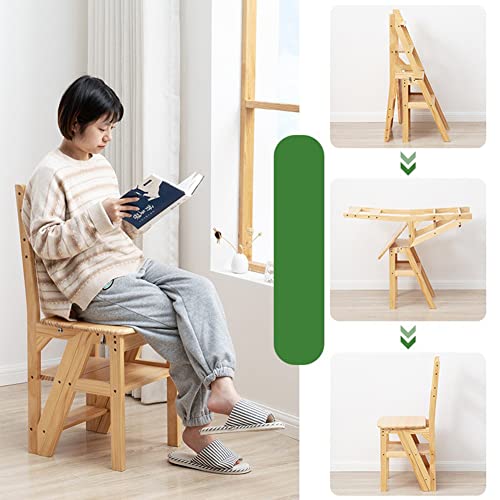 Silla de escalera de madera maciza multifunción DASHADAO plegable 3