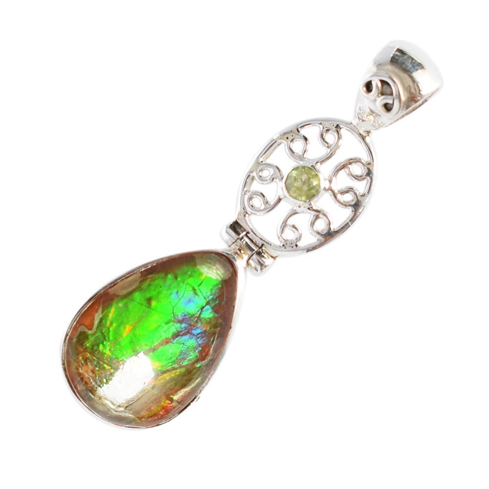 Pendentif ammolite vert pour femme en argent, le cadeau idéal et symbolique - 6