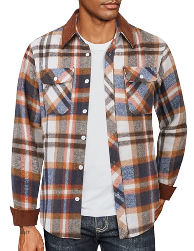 COOFANDY Mens Button Up Shirts Long Sleeve Winter Jackets Fleece