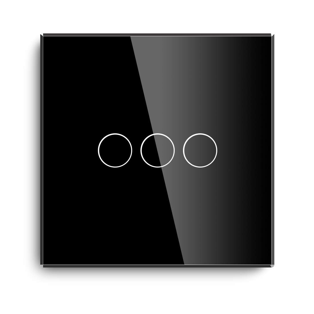 HomeMate WiFi Smart 3 Gang Touch Panel No Hub Required Compatible with Alexa and Google Home, Black