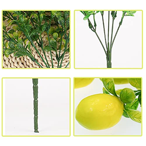 Townus 2 Pack Artificial Lemon Branches Yellow Lemon And Green Leaves Artificial Floral Picks For Home Party Spring Summer Garden Table Decorations - Flowerpot Not Included #TOP3