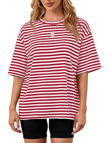 Image of MSBESYOR Camo Shirt for Women Maple Leaf Print Short Sleeve Crewneck T-Shirts Summer Oversized Tee Shirts Streetwear