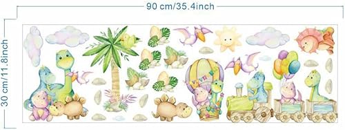 Miniatura 6 de fanquare Calcomanías de pared de acuarela de dinosaurios, parque de atracciones, animales coloridos, calcomanías de pared con plantas tropicales,