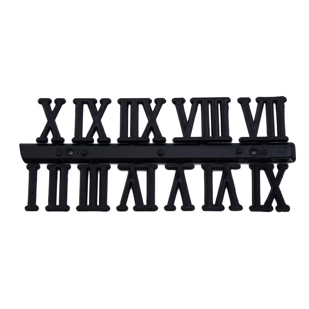 MinLia Home Replacement Gadget Arabic Number Clock Parts,Quartz Clock Numerals Accessories Restore Digital Repair Tools(Roman Numerals,Black)