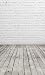 6'x10' White Brick Wall with Gray Wooden Floor Photography Backdrop Vinyl Background for Pictures D-2504