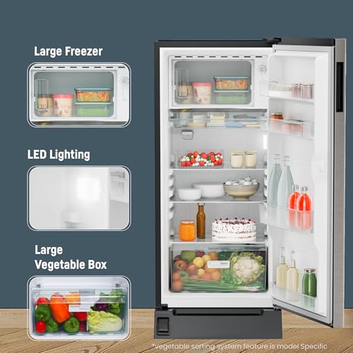Image of Liebherr 191L 3 Star Inverter, Direct Cool,Handsfree Open with Foot Pedal, Pocket Handle,Single Door Refrigerator,20 Yrs Warranty on Compressor,Freezer 22L, Vegetable Organiser,Grey Steel(2024 Model)