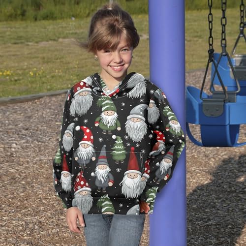 Kids Hoodies Sweaters Christmas Xmas Gnome Dwarfs Hooded Sweatshirts with Big Pockets for Boys Girls B04004514