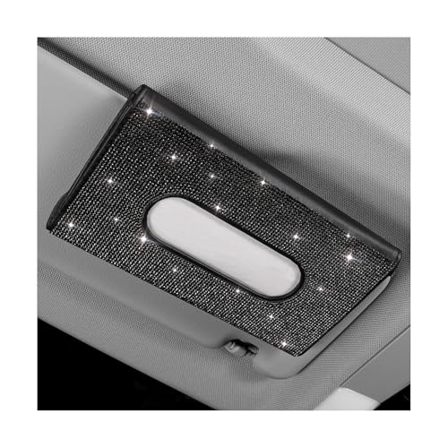 SHMZK Porte-mouchoirs vitre auto cuir cristal strass noir