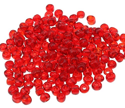 Perlin 450g Rocailles Perlen 4mm Rot Glasperlen Transparent 5000stk 6/0 für Armband Kette Kugeln Indianerperlen Perlenhäkeln für Schmuck Basteln Deko Kette Armband Hobbyauflösung A223