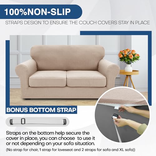 Housse de canapé universelle avec coussins séparés design kaki