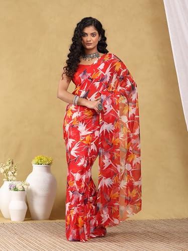Image of Garden Vareli Floral Print Nara Chiffon Saree 73475