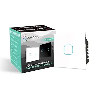 KAMONK Smart Touch Switch 1 Gang 24A, Wi-Fi Enabled, No Additional Hubs, No Automation related Wiring, Compatible with Amazon Alexa and Google Assistant, Add shortcuts to Siri & Kamonk App (White)