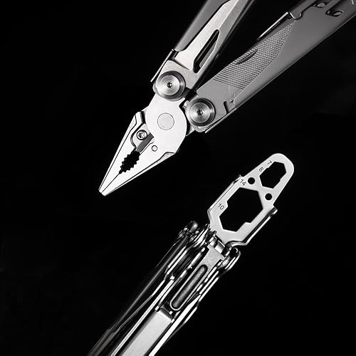 Miniatura 6 de Maerd Multiherramienta P11, 19 en 1 de acero inoxidable duro de alta calidad, multiherramientas con autobloqueo, supervivencia al aire libre,