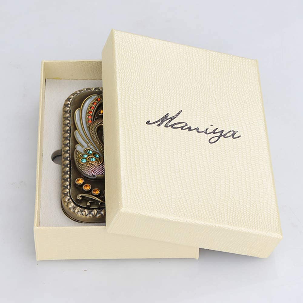 Tragbarer Schminkspiegel, doppelseitiger Reisespiegel, 1-facher Schminkspiegel, 2,5-facher Vergrößerungsspiegel, kreativer Faltbarer Taschenspiegel, 10 x 6 cm, 3D-geprägtes Handwerk, Retro-Mode