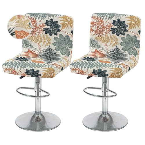 Image of FUANGUI Bar Stool Covers with Backs, 2 Pack Stretch Bar Stool Chair Covers, Knitted Jacquard Bar Stool Covers,Washable Bar Chair Covers Swivel Barstool Slipcovers,13