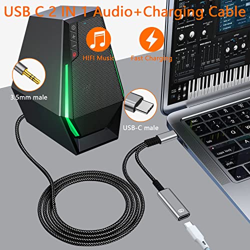 USB C to 3.5mm Aux Cable with Charger, 2 in 1 USB C to 3.5mm Car Aux Headset Audio Cable with PD 60W Charging Compatible with Galaxy S23/S23Ultra/S22/S22 Ultra/S21/S21 FE/Note20, Pixel 7Pro/6/6//5/4 by Mxcudu - Image 3