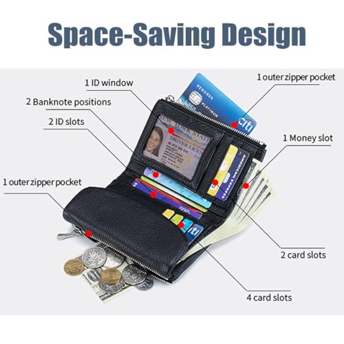 Joyfullygo Unisex Pebble Leather RFID Wallet, Short Soft Leather Coin Card Holder, Multicolor Slim Anti-Theft Bifold Passport Purse, 6-Card Slots & Cash Organizer for Men & Women (Z)3