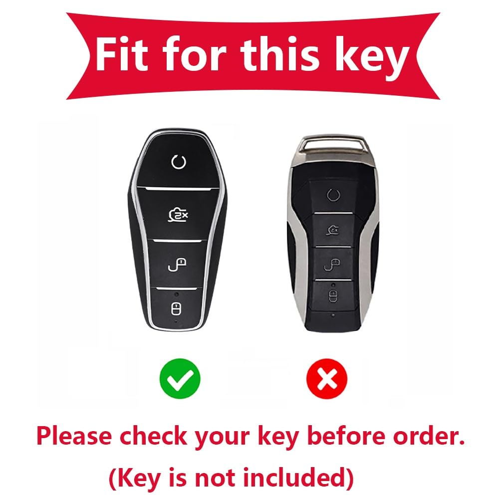 KUNIO Etui na kluczyki samochodowe pasuje do BYD Seal U DM-i Seal Song Plus EV Tang Atto 2 Atto 3 Dolphin Han Denza D9, etui na klucze, 4 przyciski, breloczek do kluczy, skóra PU, brązowe