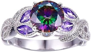 Viyuroyk 925 Sterling Silver Shiny Colorful multi-Diamond Gemstone Cubic Zirconia Rings Diamond Rings for Women Jewelry Findings Earring Backs Findings (US Code 8)