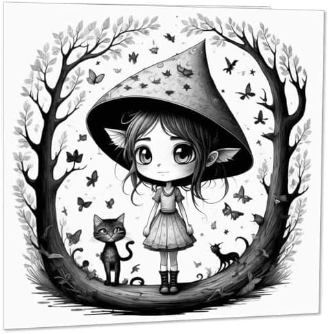 Biglietto Di Auguri Con Fata Della Foresta – Stile Kawaii Chibi, 145x145 Mm, Carta Riciclata FSC, Fatto In UK - 6