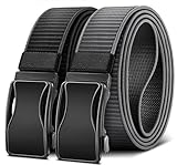 BULLIANT Mens Ratchet Belt Reversible,Web Nylon Casual Belt for Gift Men Golf Hiking Pants Jeans 2 In 1(Black/Gray,38'-44' Waist Adjustable)