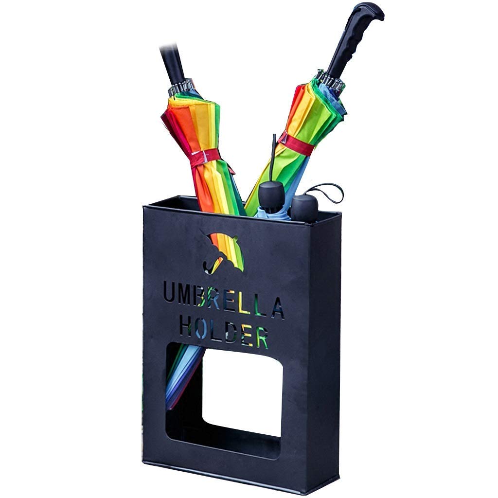 Support de rangement en métal noir, solution gain de place pour stocker les parapluies mouillés