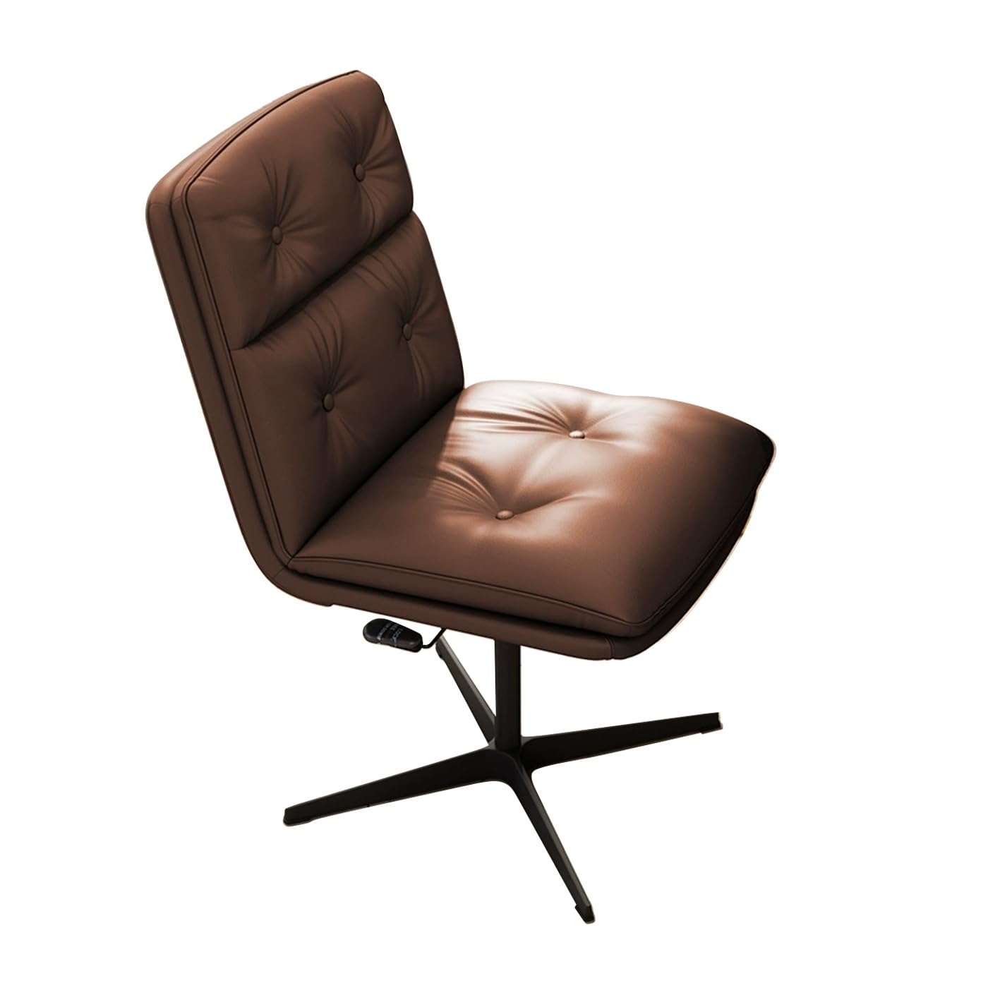 Ergonomiczne obrotowe krzesło biurkowe z wyściełanym oparciem i konstrukcją bez podłokietników, regulowana wysokość, solidna czarna metalowa podstawa, idealne do biura, sypialni, gabinetu, wygodne